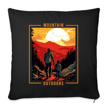 Randonnée en plein air Walker Père et Fils Cadeau - Housse de coussin décorative 45 x 45 cm - noir - Devant
