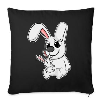 Rabbit Family - Rabbit with Baby - Sofa pillowcase 17,3'' x 17,3'' (45 x 45 cm) - black - Front
