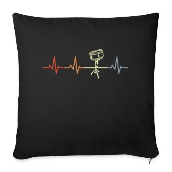 Drum player heart line - Sofa pillowcase 17,3'' x 17,3'' (45 x 45 cm) - black - Front
