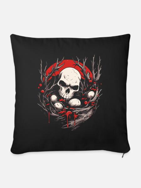 Bad Apple Totenkopf - Skull And Eggs In A Nest - Sofakissenbezug 45 x 45 cm - Schwarz