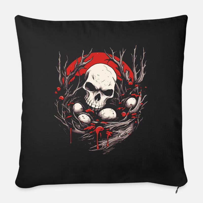 Bad Apple Totenkopf - Skull And Eggs In A Nest - Sofakissenbezug 45 x 45 cm - Schwarz