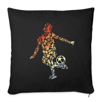 Soccer player sketch - Sofa pillowcase 17,3'' x 17,3'' (45 x 45 cm) - black - Front