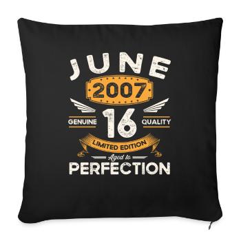16th Birthday Man June Vintage 2007 Legendary - Sofa pillowcase 17,3'' x 17,3'' (45 x 45 cm) - black - Front