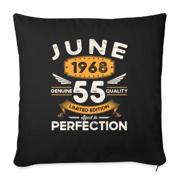 55e anniversaire Homme Juin Né en 1968 Légendaire - Housse de coussin décorative 45 x 45 cm - noir - Devant