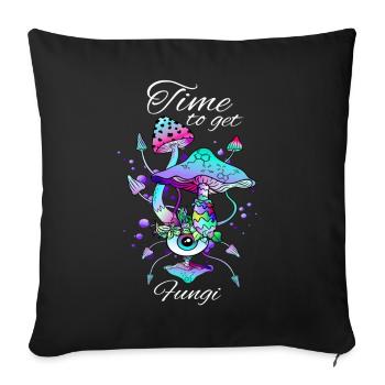 Neon Champignons Magiques Oeil Champignons Art - Housse de coussin décorative 45 x 45 cm - noir - Devant