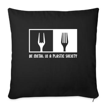 Be Metal In A Plastic Society Fourchette frite Métal - Housse de coussin décorative 45 x 45 cm - noir - Devant