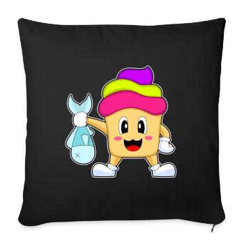 Pêche au poisson Cupcake Angler - Housse de coussin décorative 45 x 45 cm - noir - Devant