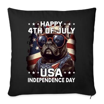 Bulldog 4 July Independence Day USA Flag - Sofa pillowcase 17,3'' x 17,3'' (45 x 45 cm) - black - Front