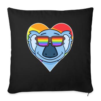 Rainbow - Koala with glasses and heart - Sofa pillowcase 17,3'' x 17,3'' (45 x 45 cm) - black - Front