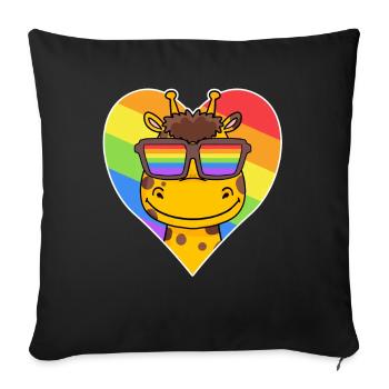 Rainbow - giraffe with glasses and heart - Sofa pillowcase 17,3'' x 17,3'' (45 x 45 cm) - black - Front