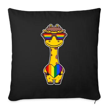 Rainbow - giraffe with glasses and heart - Sofa pillowcase 17,3'' x 17,3'' (45 x 45 cm) - black - Front