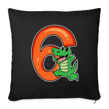 6 Birthday 6 years old with animal motif - six - Sofa pillowcase 17,3'' x 17,3'' (45 x 45 cm) - black - Front