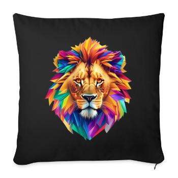 Tête de lion - Housse de coussin décorative 45 x 45 cm - noir - Devant