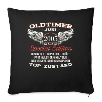 18. Geburtstag Mann Juni Jahrgang 2005 Oldtimer - Sofakissenbezug 45 x 45 cm - Schwarz - Vorne