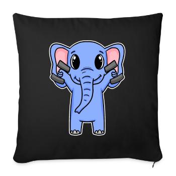 Elephant Dumbbell Training Strength Training Fitness - Housse de coussin décorative 45 x 45 cm - noir - Devant