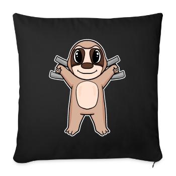 Sloth Dumbbell Training Strength Training Fitness - Housse de coussin décorative 45 x 45 cm - noir - Devant