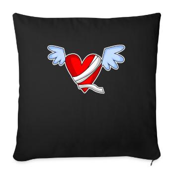Coeur Ange Ailes d’Ange - Housse de coussin décorative 45 x 45 cm - noir - Devant