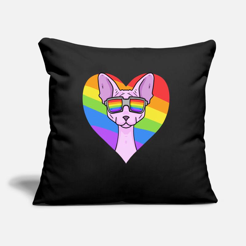 Regenbogen - Katze Sphynx-Katze mit Brille Sofakissenbezug 45 x 45 cm
