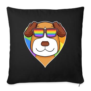 Rainbow - Dog Jack Russell Terrier with glasses - Sofa pillowcase 17,3'' x 17,3'' (45 x 45 cm) - black - Front