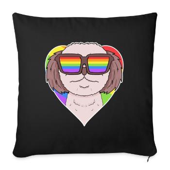 Rainbow - Dog Shih Tzu with glasses and heart - Sofa pillowcase 17,3'' x 17,3'' (45 x 45 cm) - black - Front