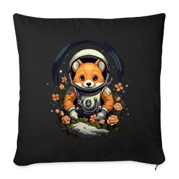 Cute cartoon fox as an astronaut in space with - Sofa pillowcase 17,3'' x 17,3'' (45 x 45 cm) - black - Front