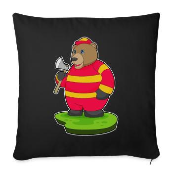 Bear Firefighter Axe Fire Brigade - Sofa pillowcase 17,3'' x 17,3'' (45 x 45 cm) - black - Front