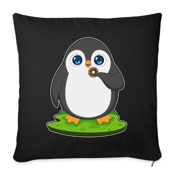Donut pingouin - Housse de coussin décorative 45 x 45 cm - noir - Devant
