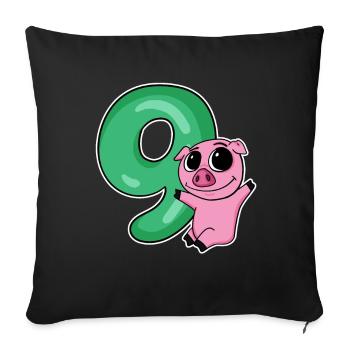 9 Birthday 9 years old with animal motif - nine - Sofa pillowcase 17,3'' x 17,3'' (45 x 45 cm) - black - Front