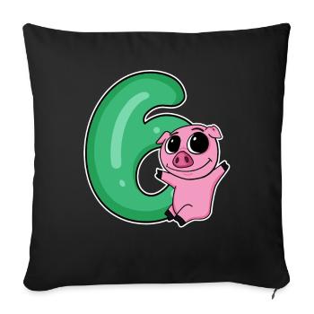 6 Anniversaire 6 ans avec motif animal - Six - Housse de coussin décorative 45 x 45 cm - noir - Devant