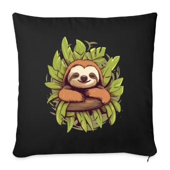 Cute cartoon sloth chilling on a branch - Sofa pillowcase 17,3'' x 17,3'' (45 x 45 cm) - black - Front