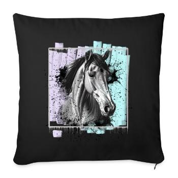 Cheval - Housse de coussin décorative 45 x 45 cm - noir - Devant