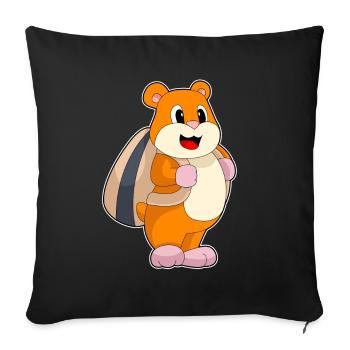 École de sac à dos pour élèves hamsters - Housse de coussin décorative 45 x 45 cm - noir - Devant