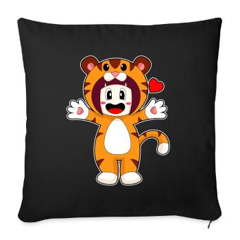 Tiger Girl Costume - Sofa pillowcase 17,3'' x 17,3'' (45 x 45 cm) - black - Front