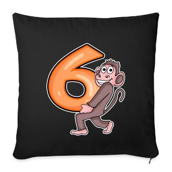 6 Birthday 6 years old with animal motif - six - Sofa pillowcase 17,3'' x 17,3'' (45 x 45 cm) - black - Front