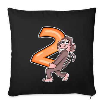 2 anniversaire 2 ans avec motif animal - deux - Housse de coussin décorative 45 x 45 cm - noir - Devant