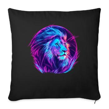 Lion Vaporwave EDM - Sofa pillowcase 17,3'' x 17,3'' (45 x 45 cm) - black - Front