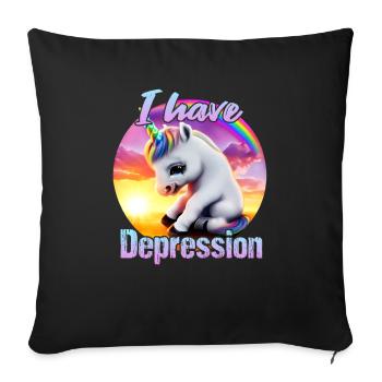 Depressed unicorn in sunset - Sofa pillowcase 17,3'' x 17,3'' (45 x 45 cm) - black - Front