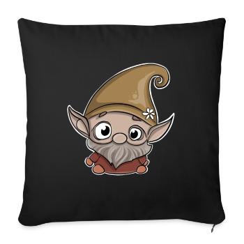 Gnome Dwarf Gnome - Sofa pillowcase 17,3'' x 17,3'' (45 x 45 cm) - black - Front