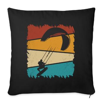 Kitesurfing Kitesurf Kitesurfer Kiteboard - Housse de coussin décorative 45 x 45 cm - noir - Devant