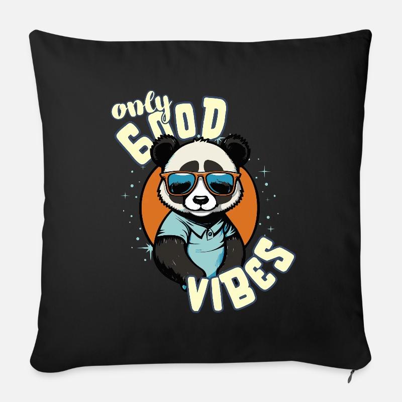 Only Good Vibes: Good Life Panda mit Sonnenbrille - Sofakissenbezug 45 x 45 cm - Schwarz