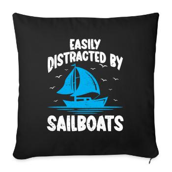 Segeln Geschenk Segelboot Bootfahren Kapitän - Sofakissenbezug 45 x 45 cm - Schwarz - Vorne