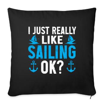 Segeln Geschenk Segelboot Bootfahren Kapitän - Sofakissenbezug 45 x 45 cm - Schwarz - Vorne