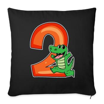2 birthday 2 years old with animal motif - two - Sofa pillowcase 17,3'' x 17,3'' (45 x 45 cm) - black - Front