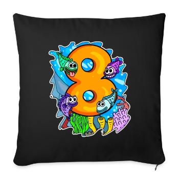 8 years old - 8th birthday with animal motif - Sofa pillowcase 17,3'' x 17,3'' (45 x 45 cm) - black - Front