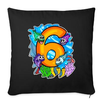 6 Birthday 6 years old with animal motif - six - Sofa pillowcase 17,3'' x 17,3'' (45 x 45 cm) - black - Front