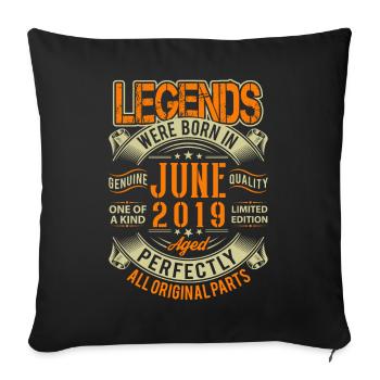 Légende de l’anniversaire de juin 2019 - Housse de coussin décorative 45 x 45 cm - noir - Devant