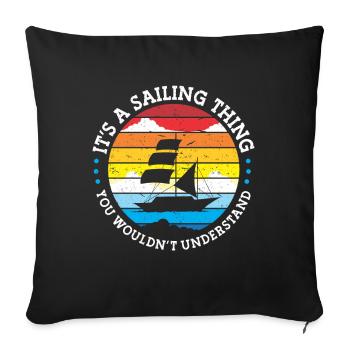 Segeln Geschenk Segelboot Bootfahren Kapitän - Sofakissenbezug 45 x 45 cm - Schwarz - Vorne