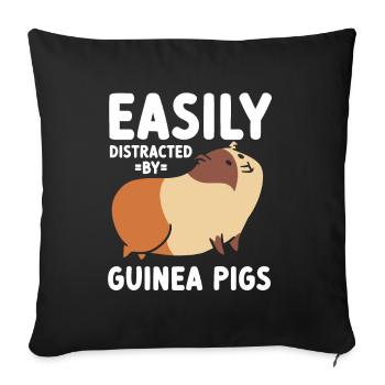 Guinea Pig Gift Pet Guinea Pig - Sofa pillowcase 17,3'' x 17,3'' (45 x 45 cm) - black - Front