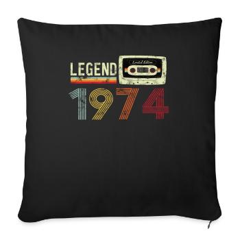 1974 Birthday Vintage Cassette - Sofa pillowcase 17,3'' x 17,3'' (45 x 45 cm) - black - Front