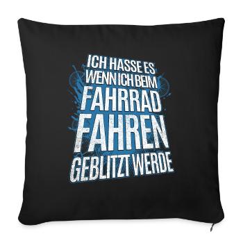 Geblitzt auf dem Fahrrad Lustig Radfahrer - Sofakissenbezug 45 x 45 cm - Schwarz - Vorne